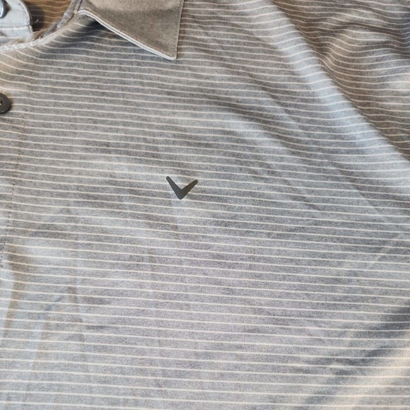 Callaway Opti Dri Polo Shirt Size XXL White Striped Men's Short Sleeve Golf Polo - Picture 3 of 5